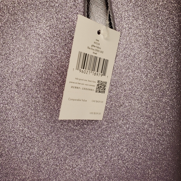 NWT kate spade Tinsel Lilac Frost Purple Glitter Shoulder Tote Bag Handbag - Picture 4 of 6